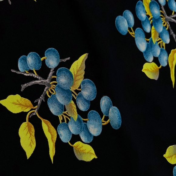 Vintage Betsey Johnson 90s Blueberry Fruit Print Ruffle Slip Midi Dress - Picture 12 of 16